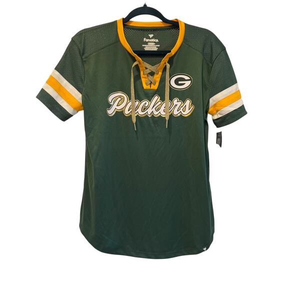 NFL Women's Green Bay Packers Original State Lace-Up T-Shirt Size M NWT - Picture 2 of 12